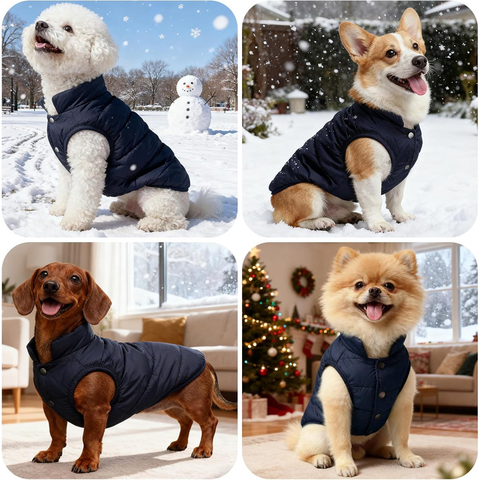 Теплий зимовий одяг для собак: водонепроникна куртка з флісу для великих собак. Зелений пуловер для собак, розмір M, колір синій