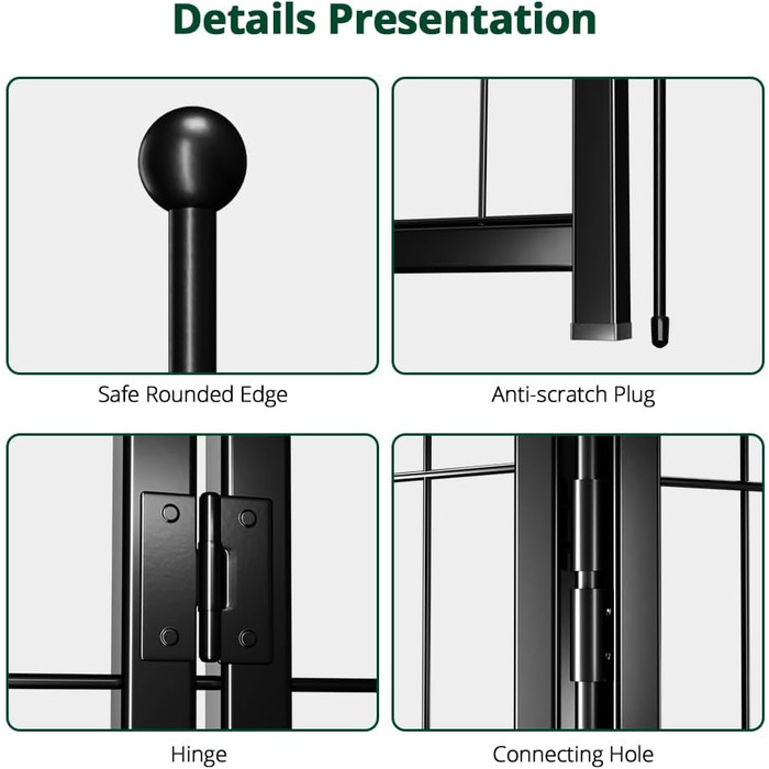 PawGiant Забіг для собак, огорожа, клітка - 8 панелей, 71.1 x 81.3 см. Металевий забіг для собак, котів, цуценят. Підходить для дому, кемпінгу, відпочинку на природі.