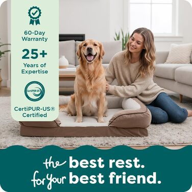 Крісло-ліжко для собак великих порід Furhaven з піною з пам'яті, знімний, пральний чохол, до 81,6 кг, ультра м'яке штучне хутро та люкс велюр, контурний матрац, XXXL (піна з охолоджуючого гелю), 102 x 81 x 24 см, хвилястий велюр, колір: коричневий камінь.