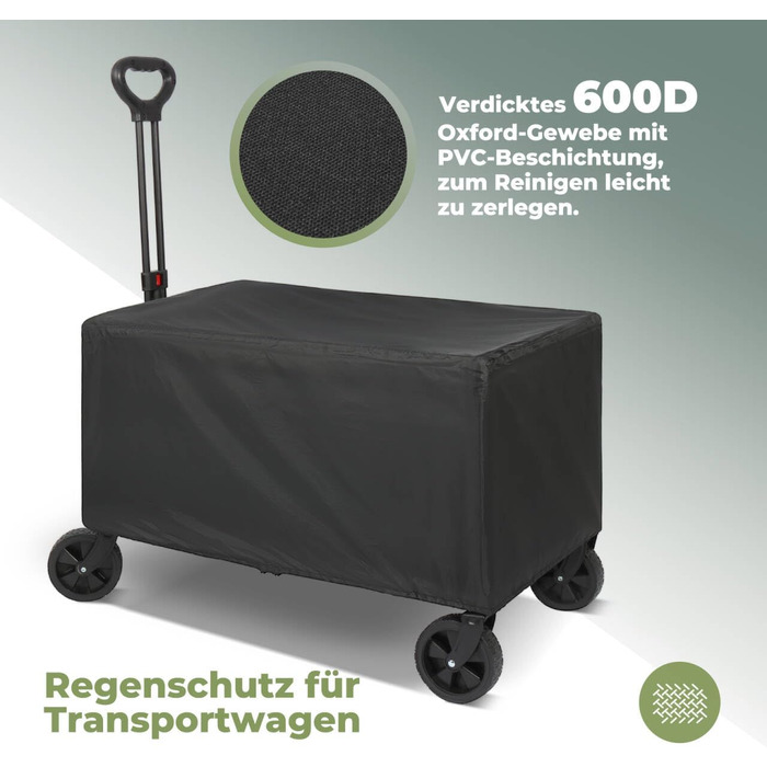 Складаний вагончик Bollerwagen 120L з дашком, 120кг, для пляжу, кемпінгу, собак, покупок та транспортування