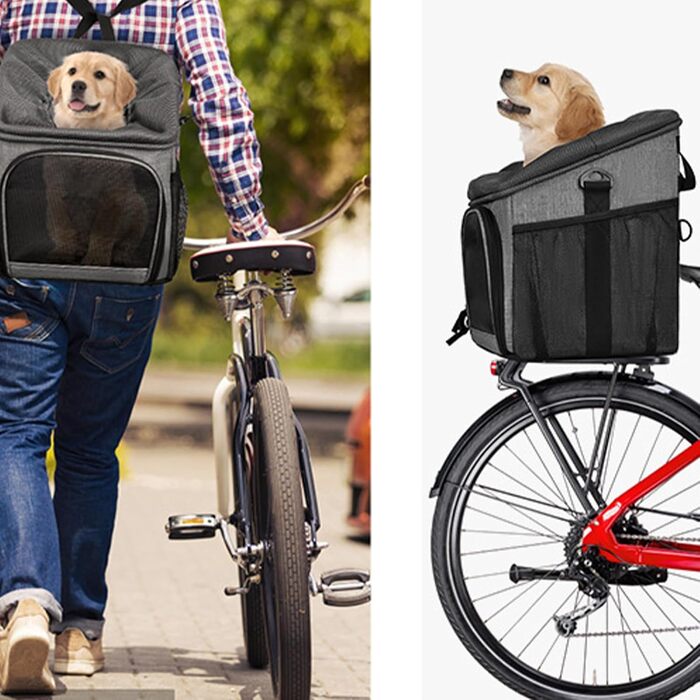 Велосумка-кошик для собак, дихаюча, легка, знімний кріплення для продуктів, для походів, кемпінгу та подорожей