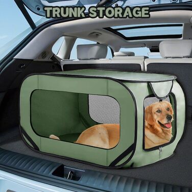 Складана переносна переносна коробка для собак та котів, 94x53x53 см, зелена