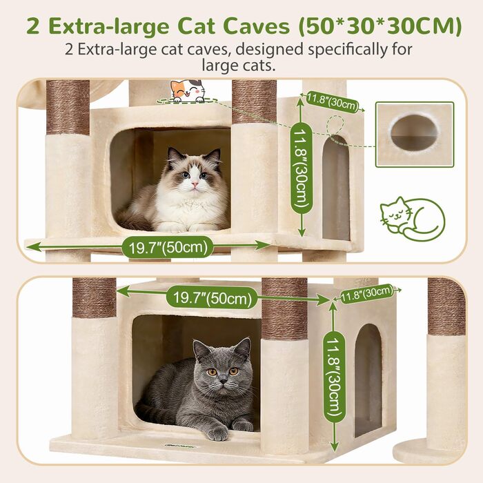 Комплекс для котів Globlazer Beige XXL 192 см для великих котів: дряпка-стовпчик з печерами та платформами