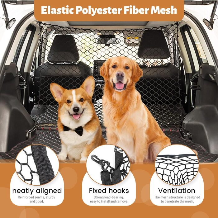 Бар'єр для собак у машину, сітка для собак, 130 x 89 см. Підходить для SUV
