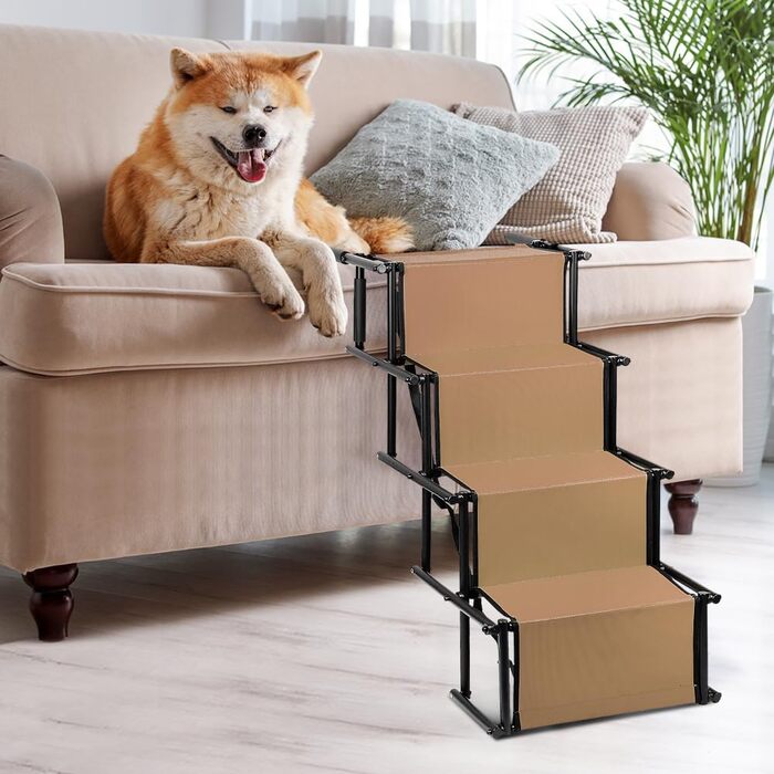 Сходинки для собак, до 75 кг, 4 сходинки, для малих та великих собак (Коричневий)