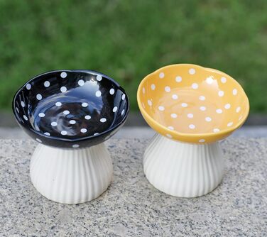 Підвищена годівниця для котів RESVUGA з милим дизайном, безпечна керамічна годівниця для котів та маленьких собак (жовта)