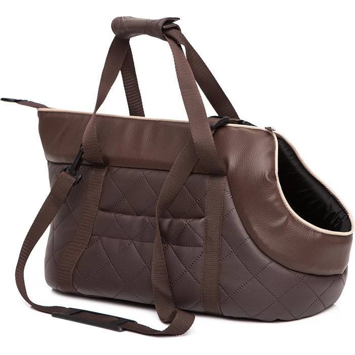 Сумка-переноска для собак та котів з екошкіри, до 2,5 кг, коричнева