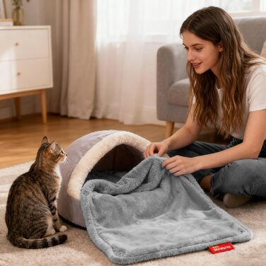 Водонепроникне електричне грілка для котів, цуценят та маленьких собак, 58.4 x 27.9 см, акумуляторний, сірий