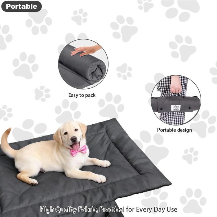 Водонепроникний килимок для собак на винос, миється, м'який килимок для собак, килимок для собак для подорожей, кемпінгу та відпочинку на природі, сірого кольору