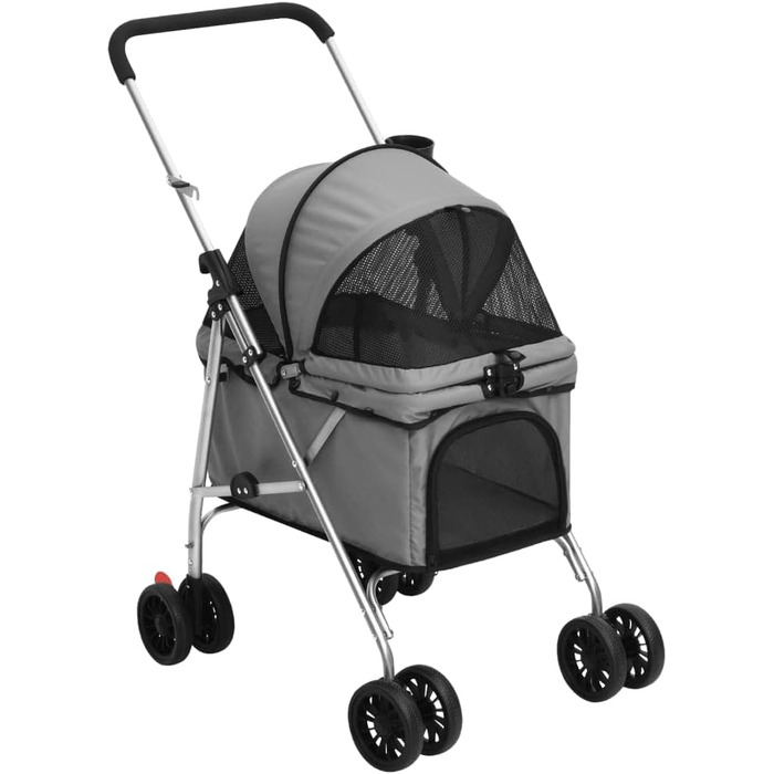 Складаний візок для собак vidaXL 76x50x100 см, сірий, оксфордська тканина, собачий візок-трансформер