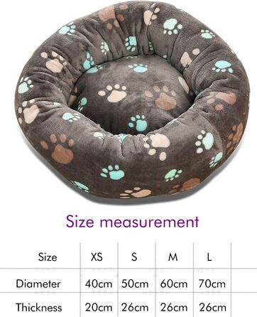 Кругла лежанка для собак PETCUTE: м'яка, зручна, для маленьких, середніх та великих собак, чорна, XS (40 см), миється
