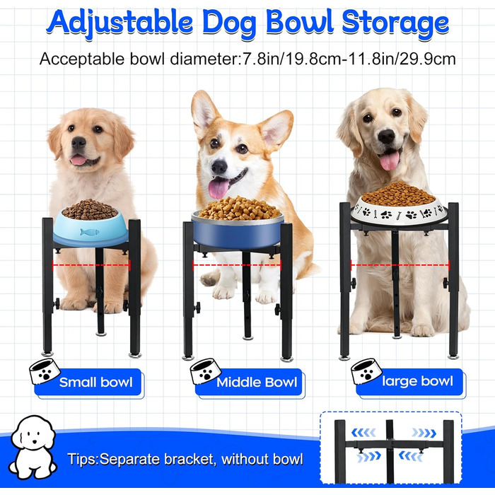 Підставка для корму для собак Triangle, регульована висота, метал, стабільна та протиковзна