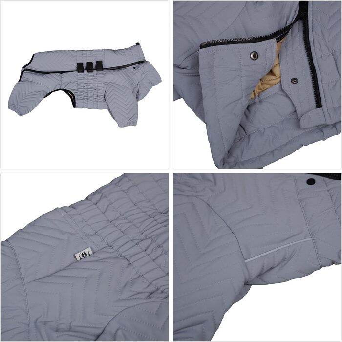 Теплий зимовий одяг для собак: двошагова жилетка, непромокаєма, вітронепроникна, з відбиваючими елементами. Підходить для малих, середніх та великих собак. Сірий XXL 2XL (back 19')