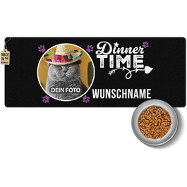 Персоналізована підкладка під миску для собак та котів з ім'ям та фото - Royal Print, 80 x 30 см, миється, не слизька