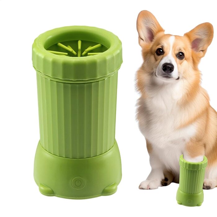 Електричний мийка для лап собак, автоматичний мийка для лап Buddy Muddy, USB-зарядка, для прогулянок, дому, зелений