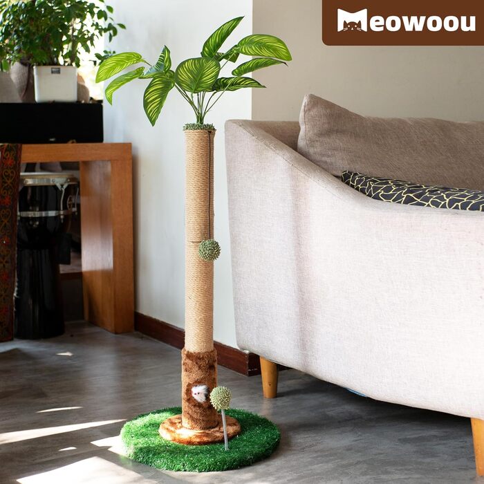 Когтеточка стовпчик Meowoou 81 см з сизалем, зелена, іграшка для котів