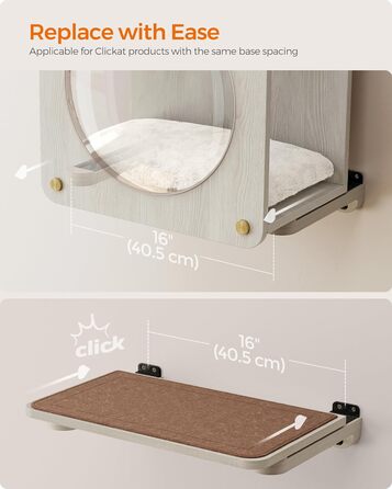 Дряпка для котів Feandrea Clickat Collection - 006, 100 см, з 2 стійками, печера для котів (M-010), монтаж на стіну