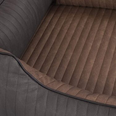 Ортопедичне собаче ліжко Knuffelwuff Outback XXL (120x85 см) з штучної шкіри - знімний чохол, легко мити, для великих, середніх та малих собак (Чорний/Коричневий)