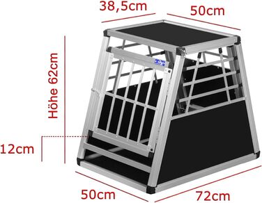 Алюмінієва переносна клітка для собак Transportbox N18 72x50x62 см з аварійним виходом та захистом від ударів, для безпечного транспортування в багажнику автомобіля