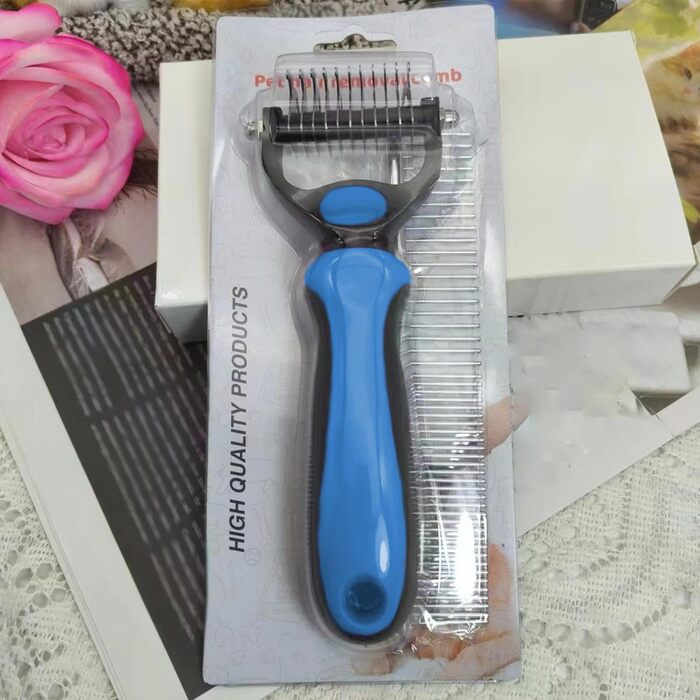 Бурштук для видалення ковтунів у котів, гребінець для собак, двосторонній гребінець для котів під час линьки | Догляд за домашніми тваринами, щільна, пряма щітка, двостороння, сталевий гребінець для довгошерстих котів