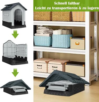 NAIZY Будинок для собак з дахом-люком, 80x71 см, PP, для внутрішнього та зовнішнього використання, зимостійкий, вентильований, XL