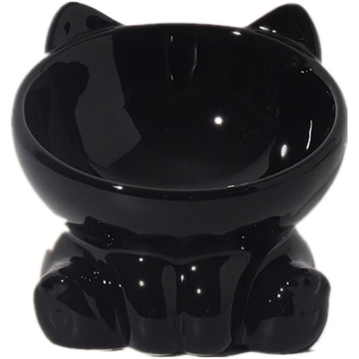 Керамічна годівниця для котів YLWX, піднята, нахилена, захист шиї, чорна