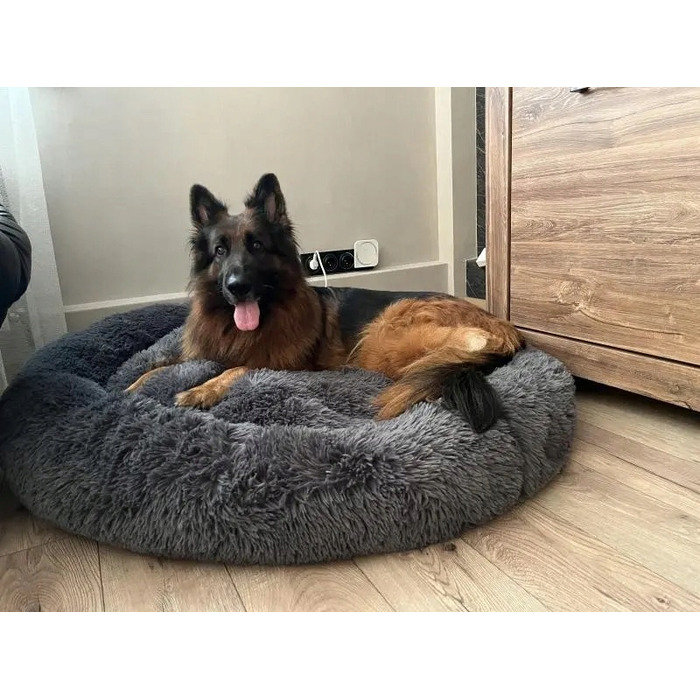 Плюшеве лежак-ліжко для собак, сірий, 120 см x 120 см
