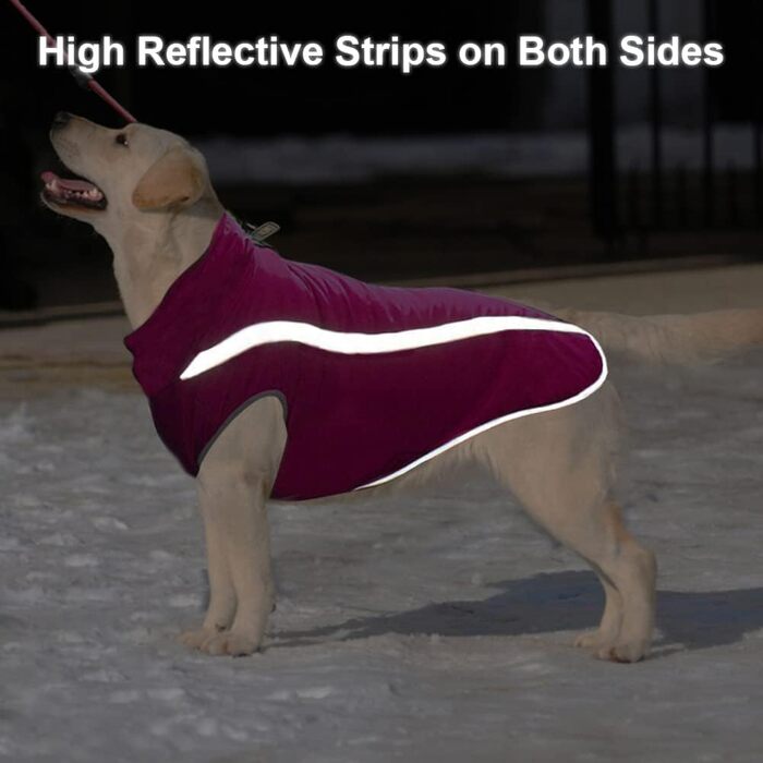 Водонепроникний зимовий теплий одяг для собак FeimaX з флісовою підкладкою. Тепла куртка для собак, цуценят, малих, середніх та великих порід. Рожевий колір, розмір XXL