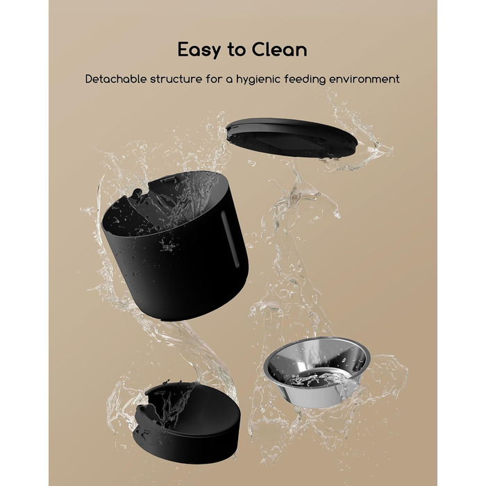 Автомат годівлі для котів Faroro 4L, програмований, з контролем порцій, 10 сек. голосових повідомлень, чорний