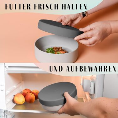 Миска для собак ne&no® Silikon Fress 1200 мл, 1200 мл, з кришкою, сірий графіт, для маленьких та середніх собак, неслизька, з нержавіючої сталі