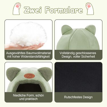 Кіт Будинок ТоКінЦен, Миючий, для Кішок, Кроликів, Собак, з Антиковзким Дном та Знімним Матом, Зелений