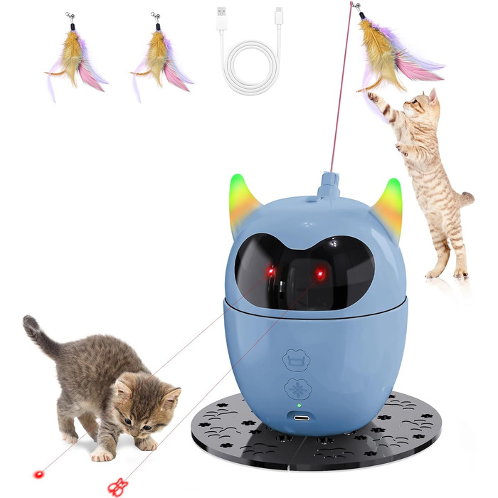 Інтерактивна іграшка для котів Spessn, автоматична з червоною крапкою, перезаряджувана, для котів/кошенят/собак (біла/блакитна)