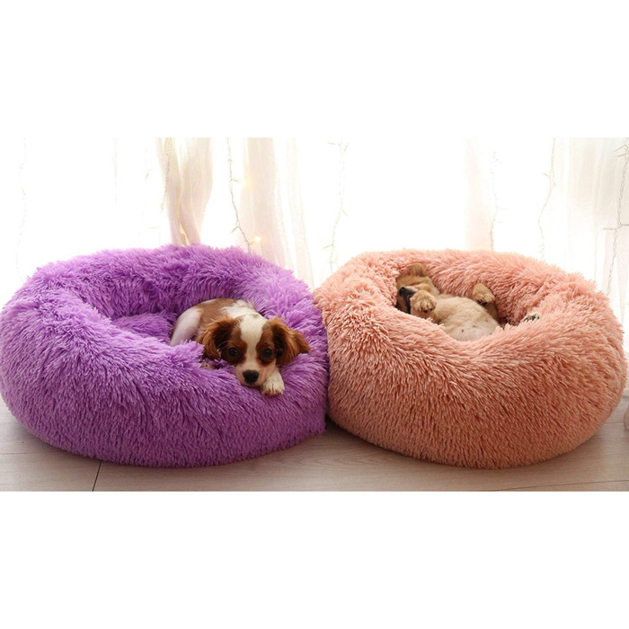 Кругле м'яке ліжко для собак та котів Segle, антиковзаюча підкладка, різні розміри, фіолетовий колір, 60*60*20 см
