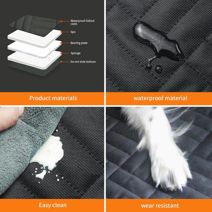 Автомобільний чохол на сидіння для собак, заднє сидіння, подовжувач, жорстка основа, знімний та пральний, водонепроникний, антиковзаючий, з сіткою та кишенею для зберігання, для авто, вантажівки, SUV