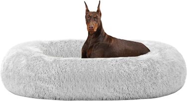 Ортопедичне ліжко для собак, кошик для собак, диван для котів, м'яке ліжко-донат, 120 см, сірий