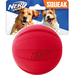 Іграшка для собак Nerf Dog Gummiball з інтерактивним пищиком, легка, довговічна, водовідштовхувальна, 10,2 см, для середніх і великих порід, червона