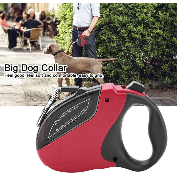 Леєнка для собак 5M з відбиваючим ефектом, автоматична, нейлонова, міцна, з нашийником, для прогулянок та дресирування