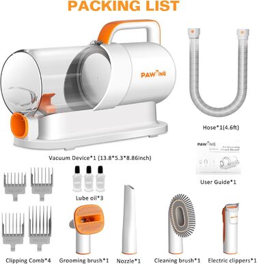 Набір для грумінгу домашніх тварин з пилососом, All-in-1 професійний набір для видалення шерсті для собак та котів, тихий пилосос для собак з великою ємністю 2 л, контейнер для пилу з малюнком «Сончний Зигзаг»
