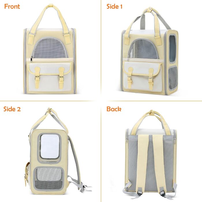 Рюкзак для тварин ALLSOPETS з сітчастим вікном: зручний та дихаючий для котів та собак, ідеальний для подорожей та прогулянок (жовтий)