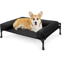 Лежанка для собак Veehoo Outdoor, чорна, 74 x 46 x 18 см. Охолоджуюча, піднята, знімний бордюр, для подорожей, миється.
