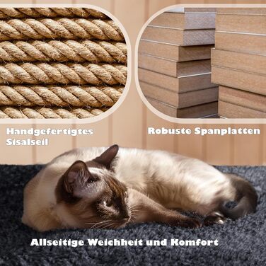 Кігтеточка-кімнатний комплекс Yaheetech 139 см, чорний, з 3 платформами, 3 стовпчиками, 2 хованками та іграшками