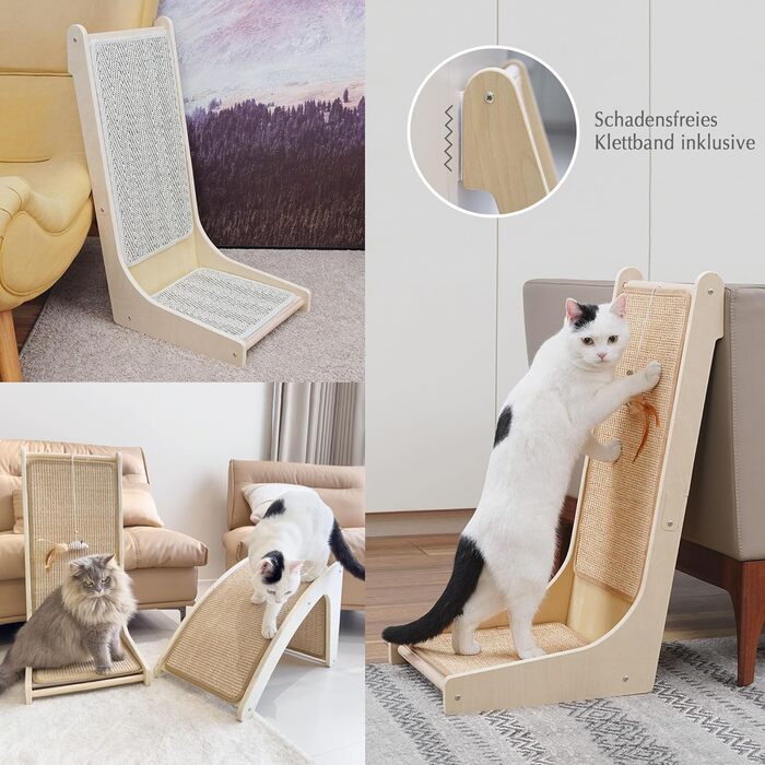 Котячий когтетоп PETKARAY L-подібний, 68 см, з сизалю, для котів, з котячою м'ятою та іграшкою-мишкою