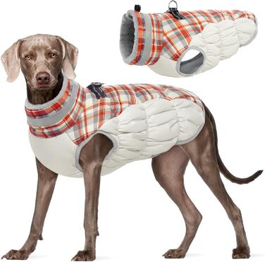 Куртка для собак Kuoser Wintermantel, XL, червоний в клітинку: тепла, водонепроникна, з флісовою підкладкою та світловідбиваючими елементами