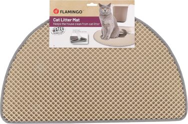 Килимок для котячого туалету Flamingo Matz, бежевий, 65x40 см, нековзкий і довговічний, для великих порід котів (Мейн-кун, Британська короткошерста, Рэгдолл, Норвезька лісова)