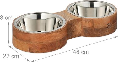 Миска для собак Relaxdays, набір з 2 мисок з нержавіючої сталі, об'єм 2.2 л кожна, розмір 8x48x22 см, для годування собак, колір: натуральний/сріблястий