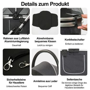 Візок для собак 3-в-1 до 24 кг, складний, для маленьких собак та котів, візок-кіндерваген для собак