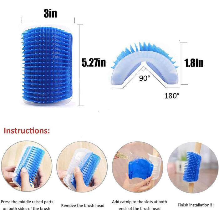 Настінна щітка-самостійний грумер для котів PTONZ з котячою м'ятою, 2 шт. - для видалення шерсті та масажу