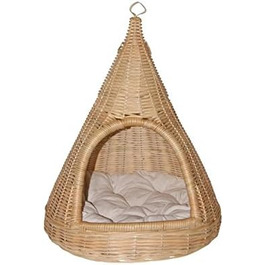 Будиночок для котів з м'яким лежаком з ротангу, для котів та маленьких собак