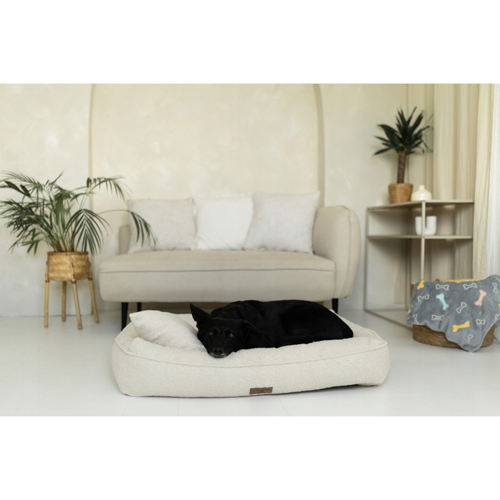 Преміум лежак Boucle Ecru — 60x50 см — для собак та котів (йорк, мальтезе)