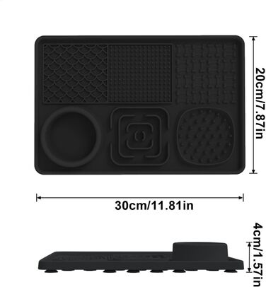 Килимок для собак і котів з силікону з присосками, антипригарний, для ласощів та ігор (Чорний)